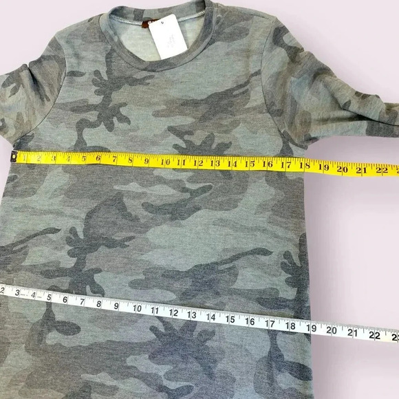 Bombom New Camouflage Long Sleeves Tunic T Shirt Knit Tops Size S Charcoal Gray - Picture 15 of 16